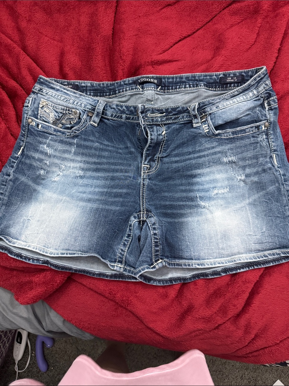 Vigoss Light Wash Distressed Denim Shorts
